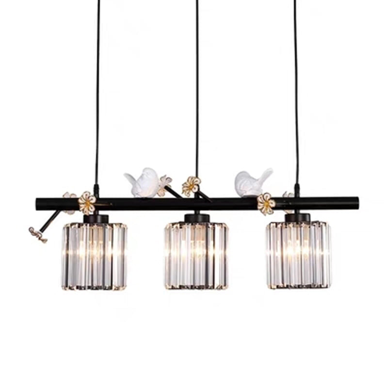 Luci dell'isola cilindro moderna illuminazione lampadario Crystal e Metal Island Lampada3 in oro