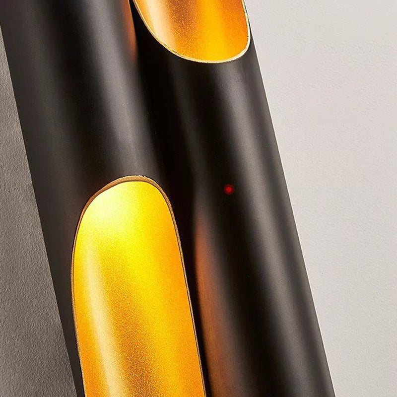 Schwarz -Gold -zylindrische Wandleuchte im modernen Luxusstil lackierten Aluminiumwandleuchten