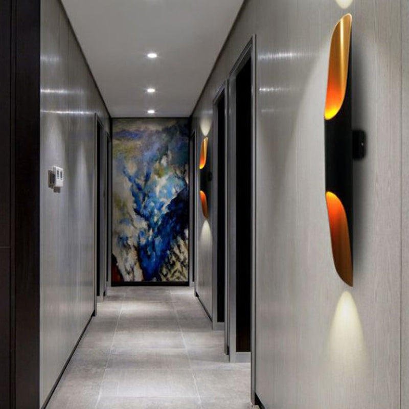 Schwarz -Gold -zylindrische Wandleuchte im modernen Luxusstil lackierten Aluminiumwandleuchten