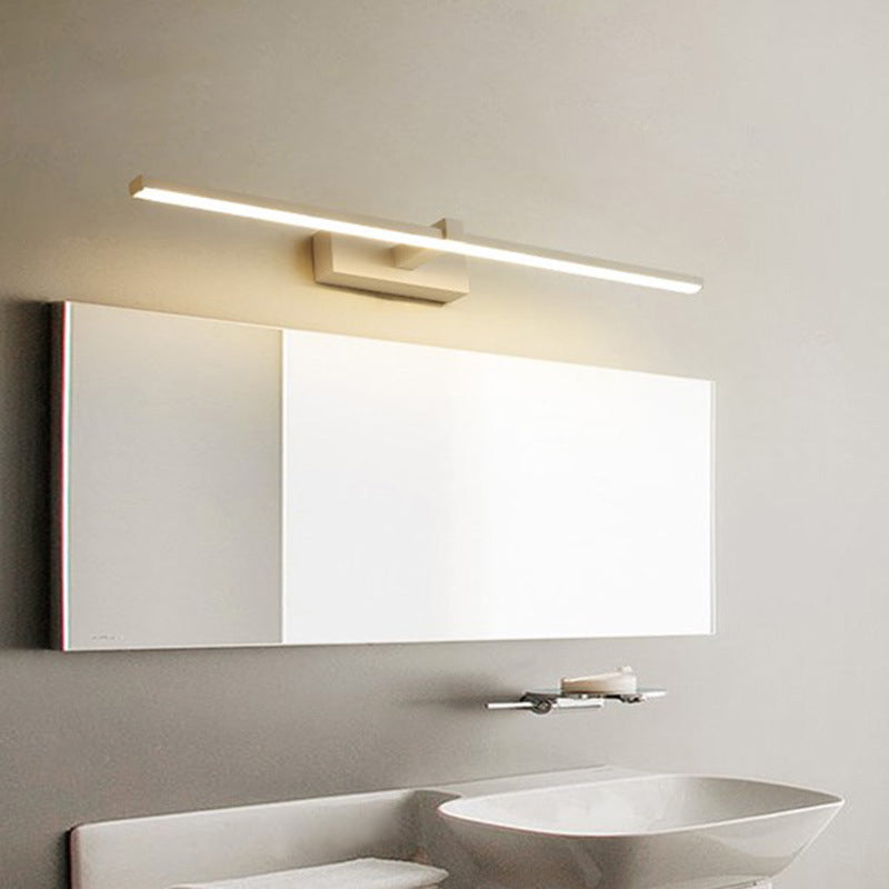 Luci da parete dello specchio da sfumatura lineare in metallo moderno 1 Fun a supporto per la parete della testa in bianco