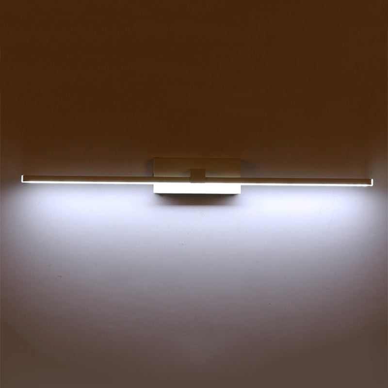 Luci da parete dello specchio da sfumatura lineare in metallo moderno 1 Fun a supporto per la parete della testa in bianco