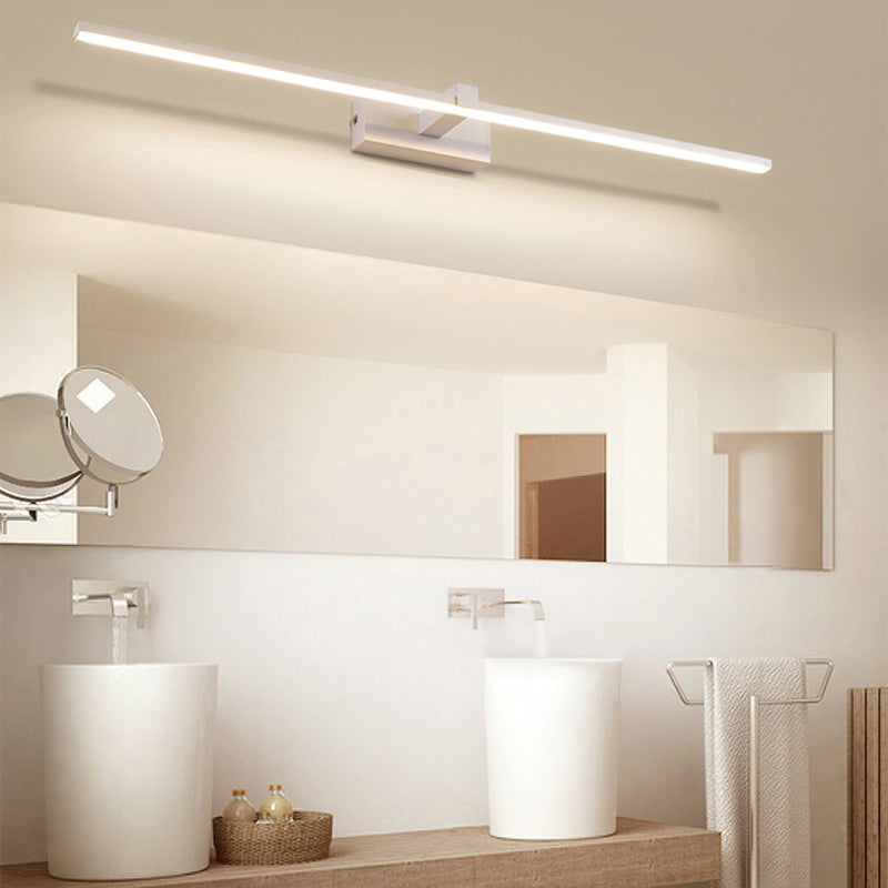 Luci da parete dello specchio da sfumatura lineare in metallo moderno 1 Fun a supporto per la parete della testa in bianco