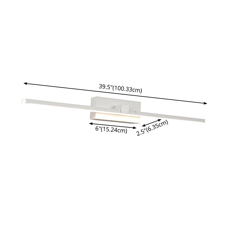 Luci da parete dello specchio da sfumatura lineare in metallo moderno 1 Fun a supporto per la parete della testa in bianco