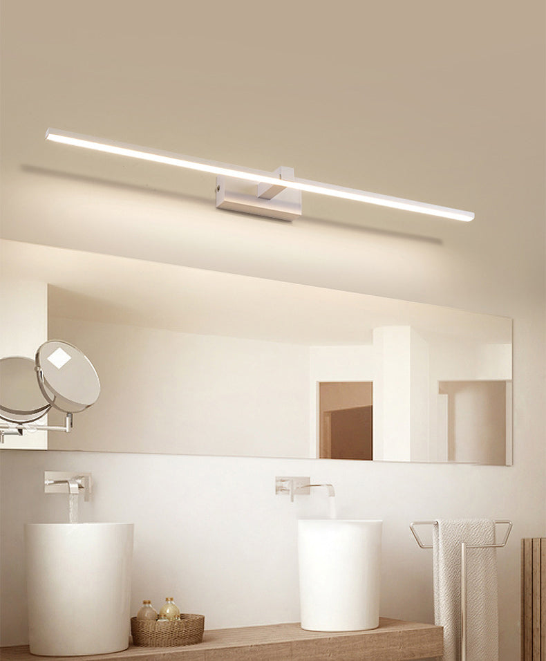 Luci da parete dello specchio da sfumatura lineare in metallo moderno 1 Fun a supporto per la parete della testa in bianco