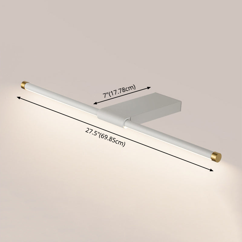 Metal linear Shade Mirror Wall Lights Modern 1 Head Wall Mount Fixture in White and Black