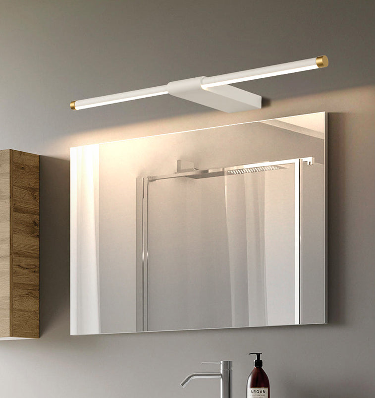 Metal linear Shade Mirror Wall Lights Modern 1 Head Wall Mount Fixture in White and Black