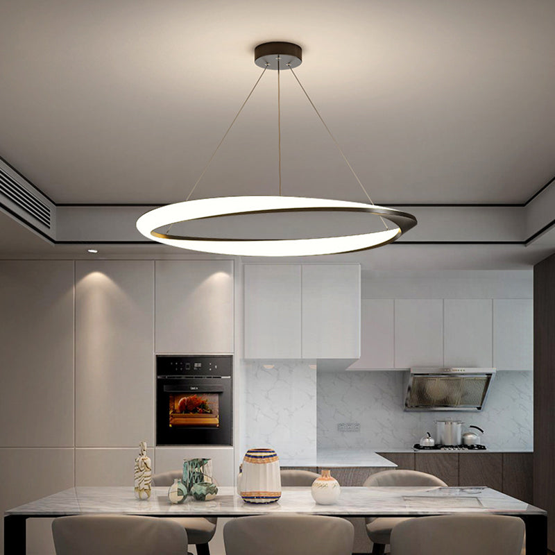 Black Aluminum Hanging Pendant Lights Contemporary Hanging Lamps for Dining Room