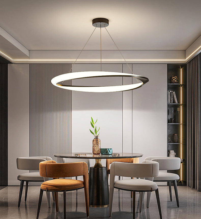 Black Aluminum Hanging Pendant Lights Contemporary Hanging Lamps for Dining Room