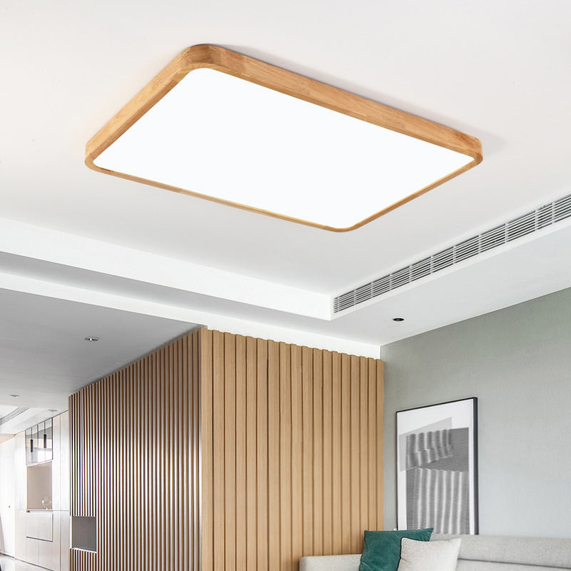 Geometrical Wooden Flush Ceiling Light Fixtures 1-Light Modern Style Flush Light Fixtures