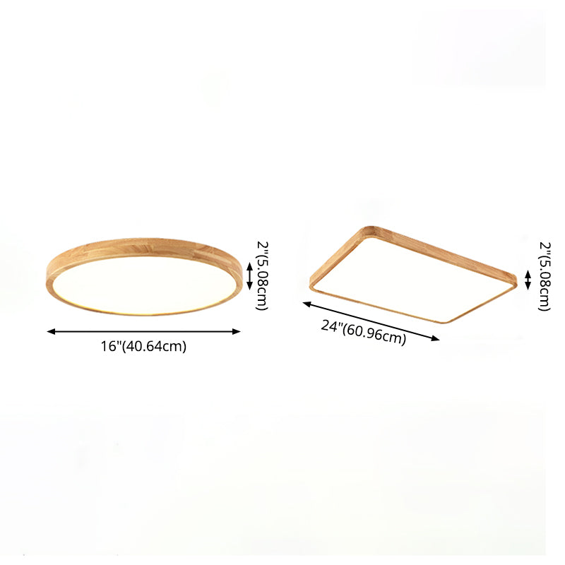 Geometrical Wooden Flush Ceiling Light Fixtures 1-Light Modern Style Flush Light Fixtures