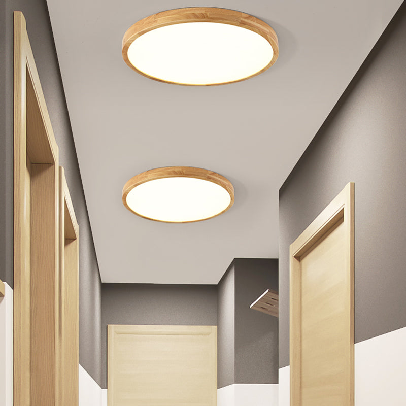 Geometrical Wooden Flush Ceiling Light Fixtures 1-Light Modern Style Flush Light Fixtures