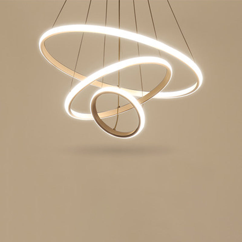 Modern Chandelier Lights Multiple Rings Hanging Ceiling Lights Metal Chain Chandelier