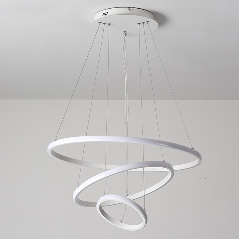 Modern Chandelier Lights Multiple Rings Hanging Ceiling Lights Metal Chain Chandelier