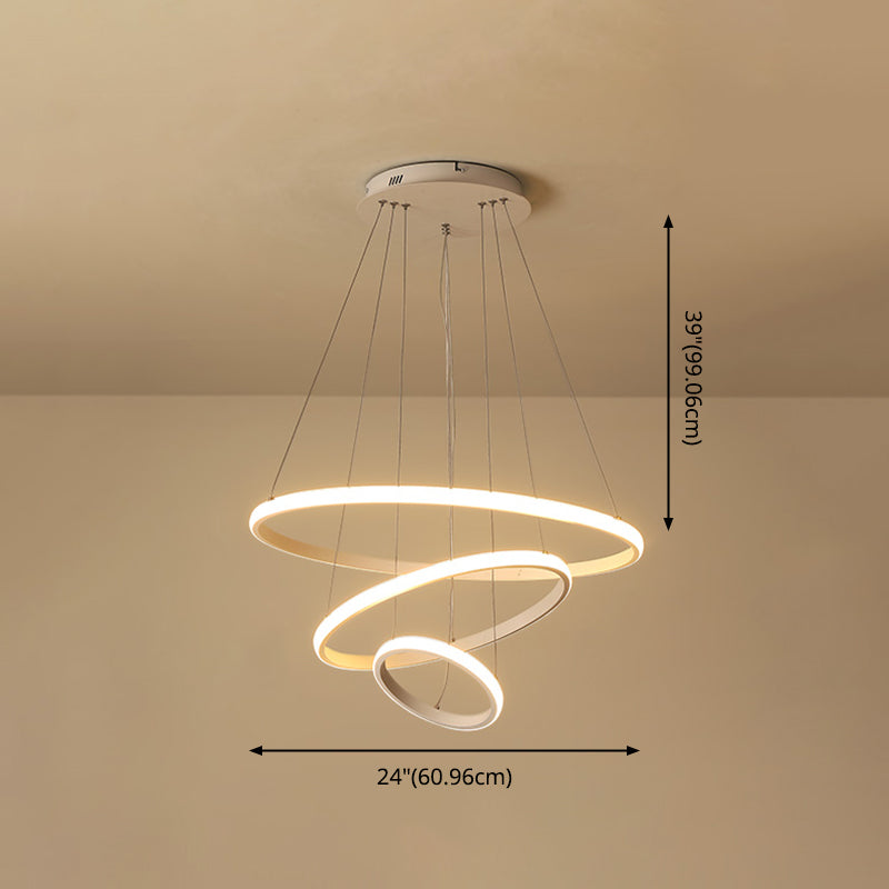 Modern Chandelier Lights Multiple Rings Hanging Ceiling Lights Metal Chain Chandelier