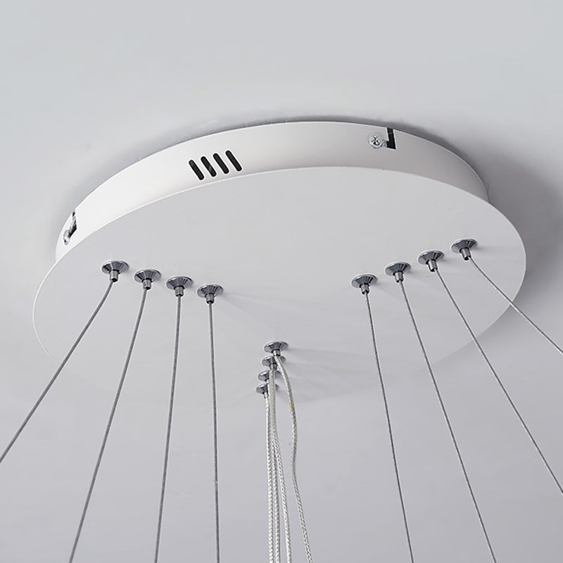 Modern Chandelier Lights Multiple Rings Hanging Ceiling Lights Metal Chain Chandelier