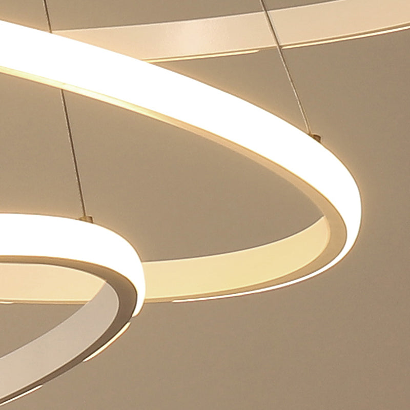 Modern Chandelier Lights Multiple Rings Hanging Ceiling Lights Metal Chain Chandelier