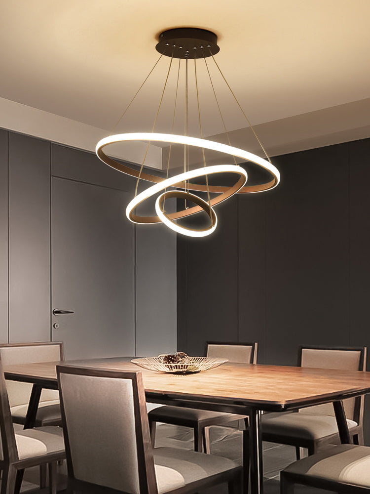 Chandelier moderne Loutières multiples anneaux suspendus en plafond Chaîne de chaîne en métal