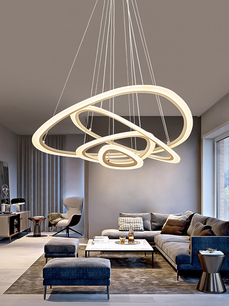 Large Modern Chandelier Multiple Rings Chandelier Light Fixtures Metal Chandelier