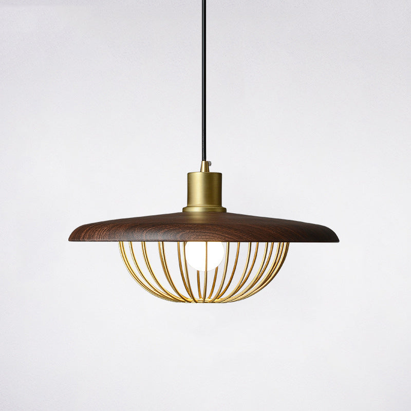 Wood Modern Pendant Light 1-Light Hanging Ceiling Light for Dining Room
