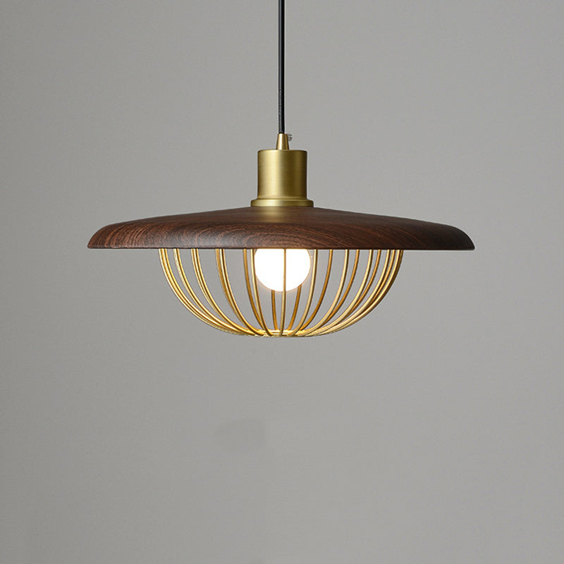 Wood Modern Pendant Light 1-Light Hanging Ceiling Light for Dining Room