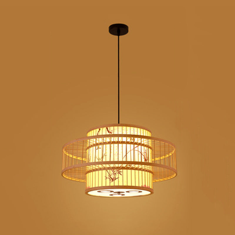 Japanese Bamboo Pendant Light 1 Light Ceiling Light Fixture for Dining Room