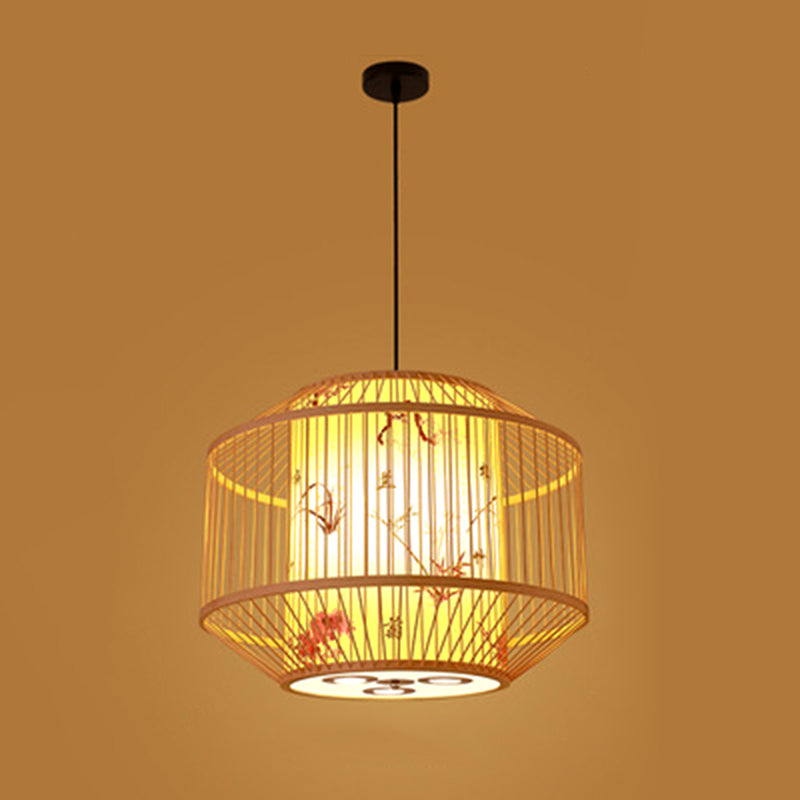 Japanese Bamboo Pendant Light 1 Light Ceiling Light Fixture for Dining Room