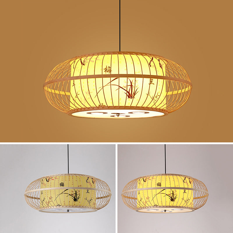 Japanese Bamboo Pendant Light 1 Light Ceiling Light Fixture for Dining Room