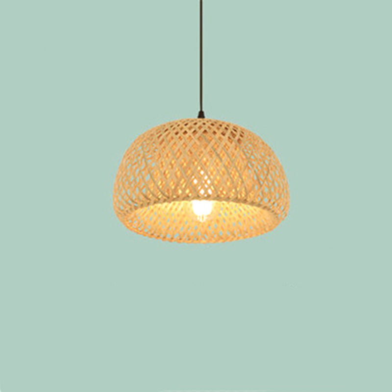 Chinese Bamboo Pendant Light Dome Ceiling Light Fixture for Dining Room