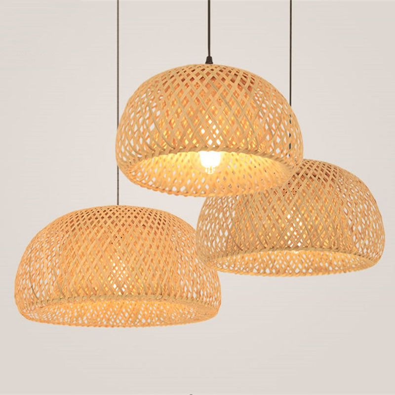 Chinese Bamboo Pendant Light Dome Ceiling Light Fixture for Dining Room