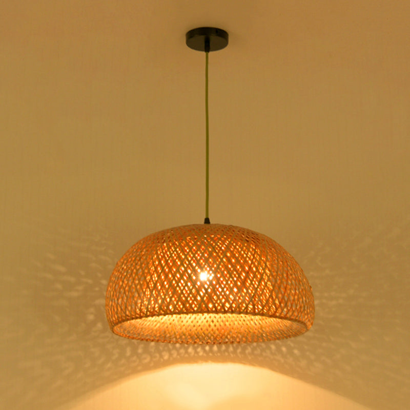 Chinese Bamboo Pendant Light Dome Ceiling Light Fixture for Dining Room