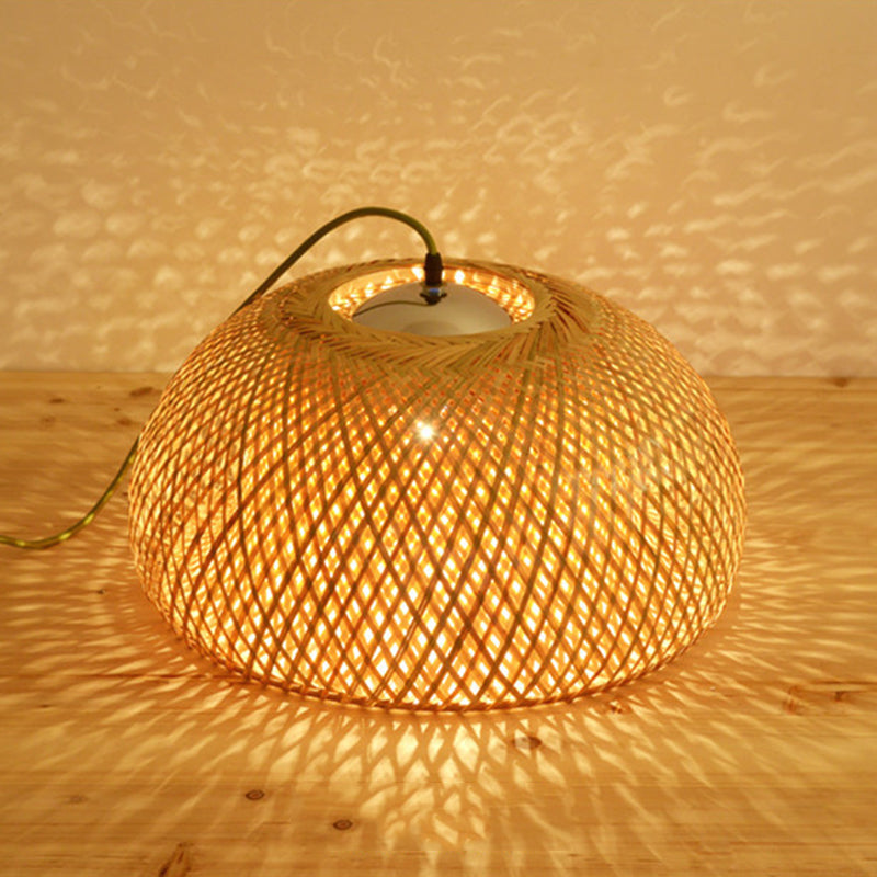 Chinese Bamboo Pendant Light Dome Ceiling Light Fixture for Dining Room