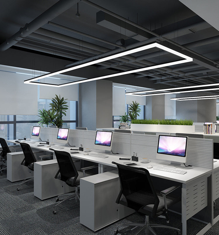 Linear Metal LED Island Light Fixture Modern Ceiling Pendant Light for Office
