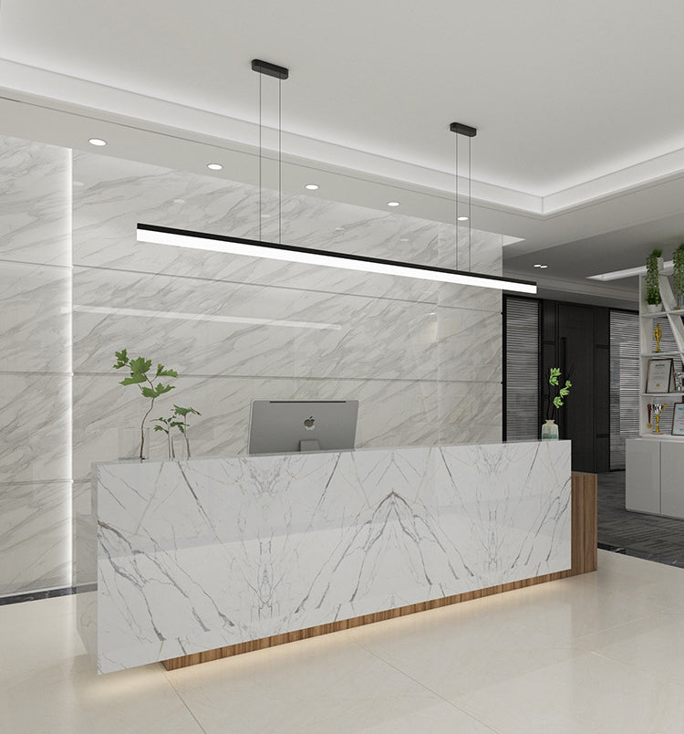 Linear Metal LED Island Light Fixture Modern Ceiling Pendant Light for Office