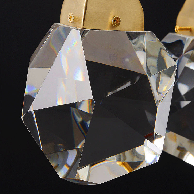 Crystal Gold LED Pendant Light in Modern Style Copper Geometric Hanging Lamp for Commercial Place