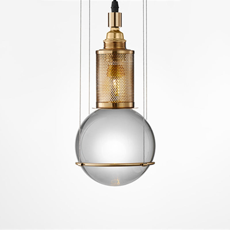 Modern Creative Globe Pendant Light Electroplate Iron Hanging Lamp with Crystal Shade