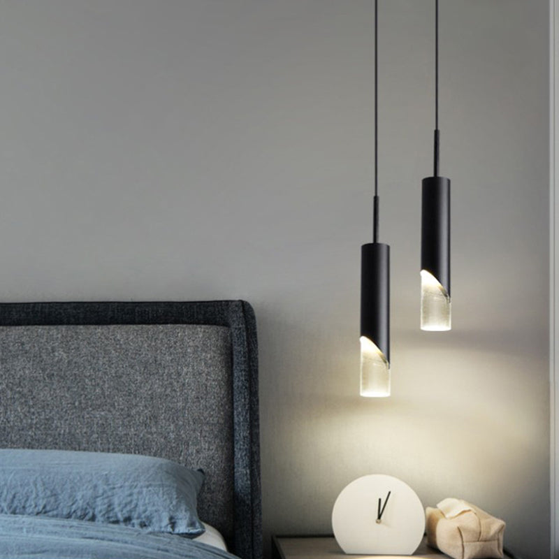 Electroplate Metal LED Pendant Light in Modern Creative Style Acrylic Cylindroid Hanging Lamp
