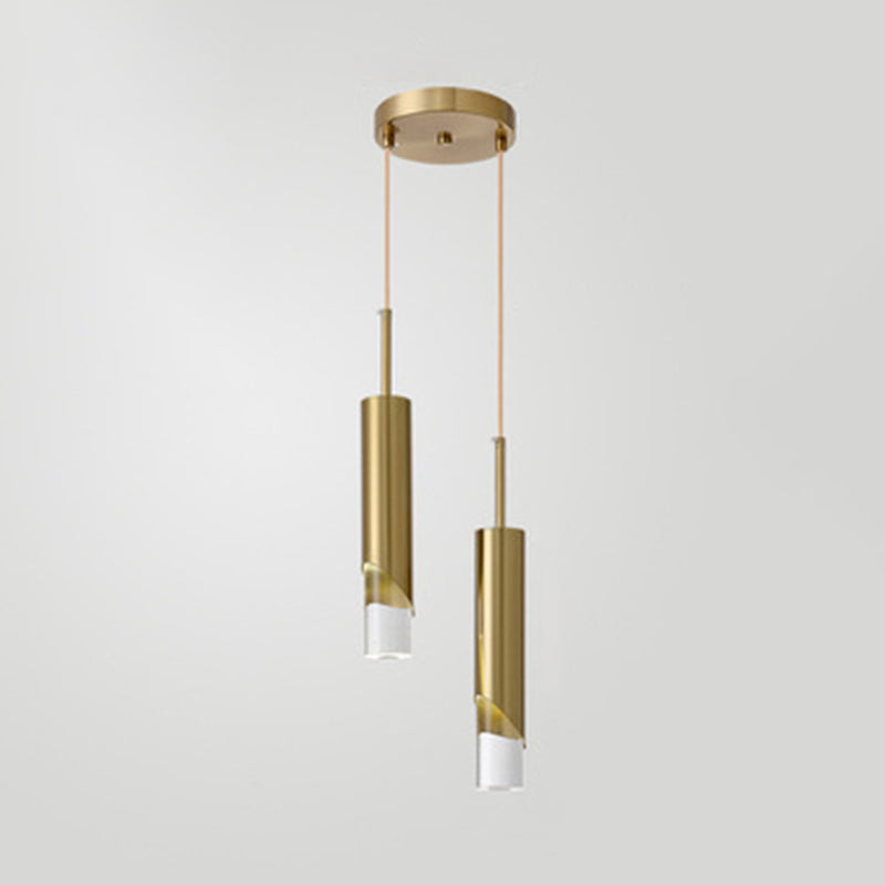 Electroplate Metal LED Pendant Light in Modern Creative Style Acrylic Cylindroid Hanging Lamp