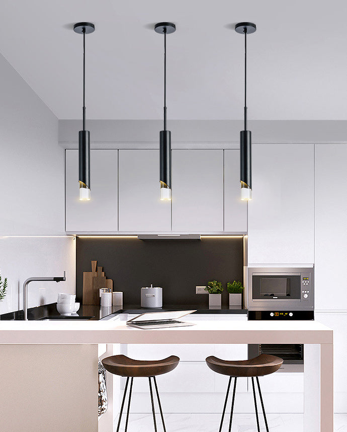 Electroplate Metal LED Pendant Light in Modern Creative Style Acrylic Cylindroid Hanging Lamp