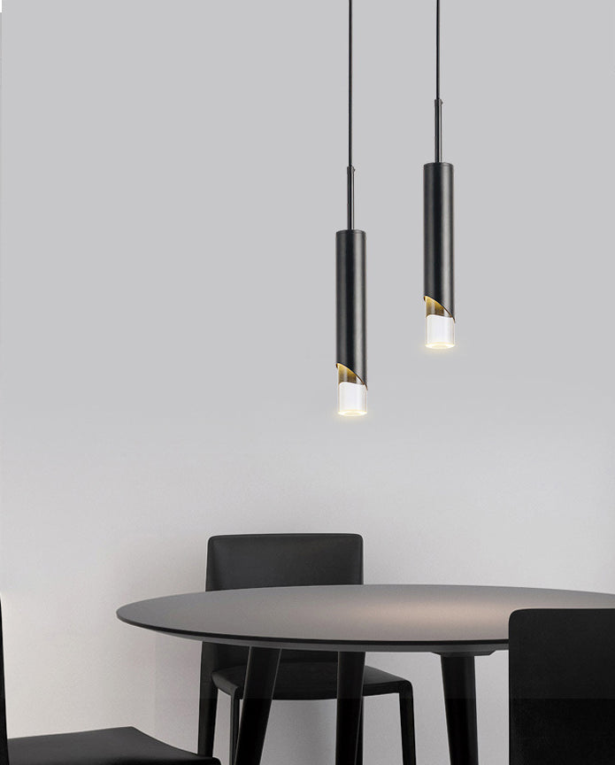 Electroplate Metal LED Pendant Light in Modern Creative Style Acrylic Cylindroid Hanging Lamp