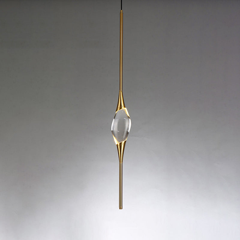 Copper Gold LED Hanging Lamp in Modern Luxury Style Crystal Geometric Pendant Light for Bedroom