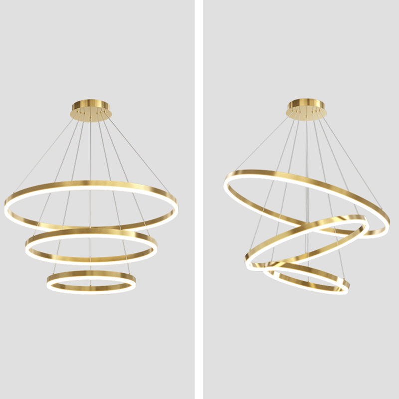 Modern Farmhouse Chandelier Multiple Rings Pendant Light Round Metal Chandelier