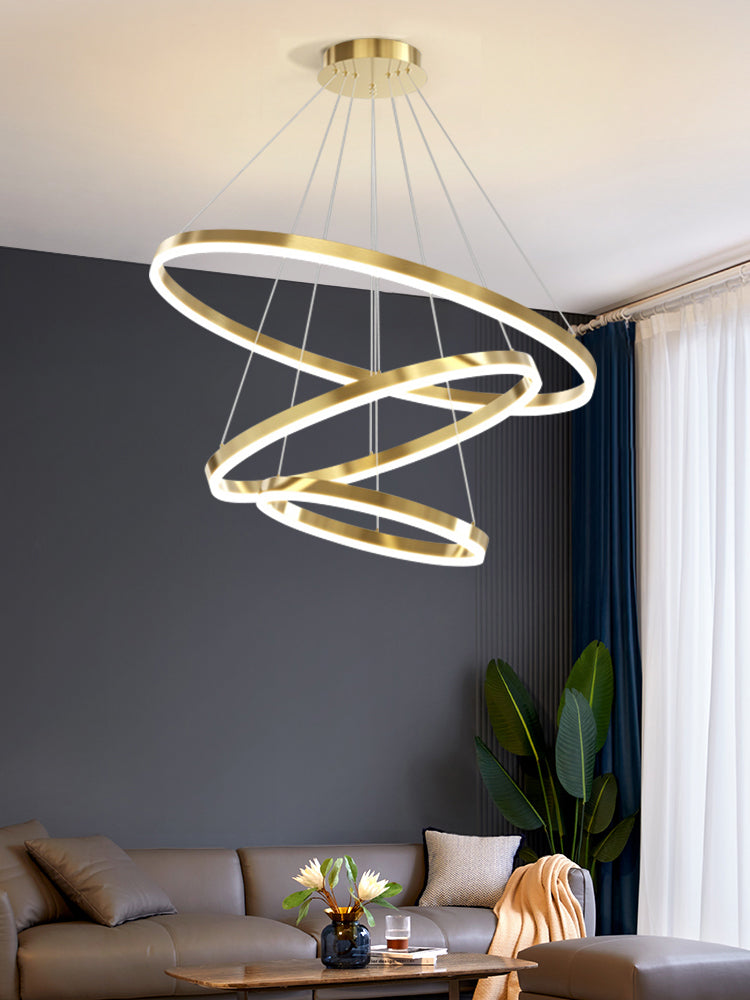 Modern Farmhouse Chandelier Multiple Rings Pendant Light Round Metal Chandelier