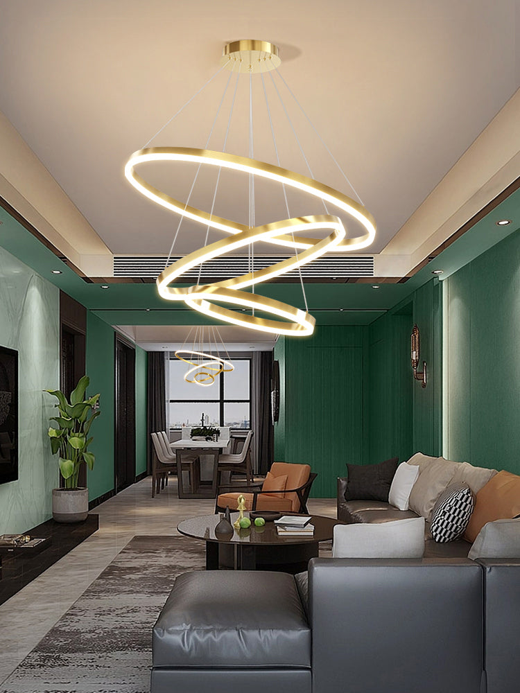 Modern Farmhouse Chandelier Multiple Rings Pendant Light Round Metal Chandelier