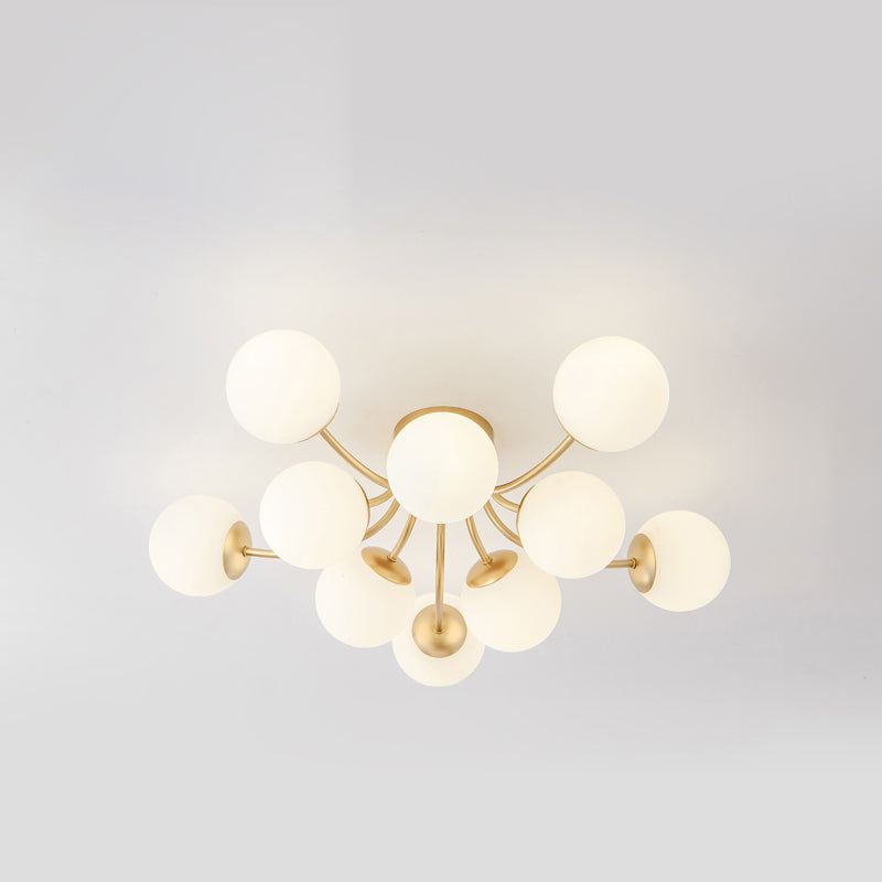 Nordic Modern Minimalist Glass Flush Mount Lamp with Glass Shade for Living Room