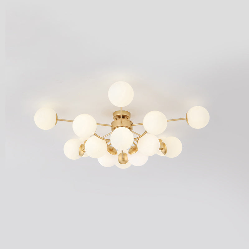 Nordic Modern Minimalist Glass Flush Mount Lamp with Glass Shade for Living Room