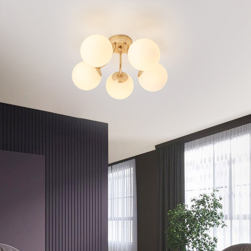Nordic Modern Minimalist Glass Flush Mount Lamp with Glass Shade for Living Room