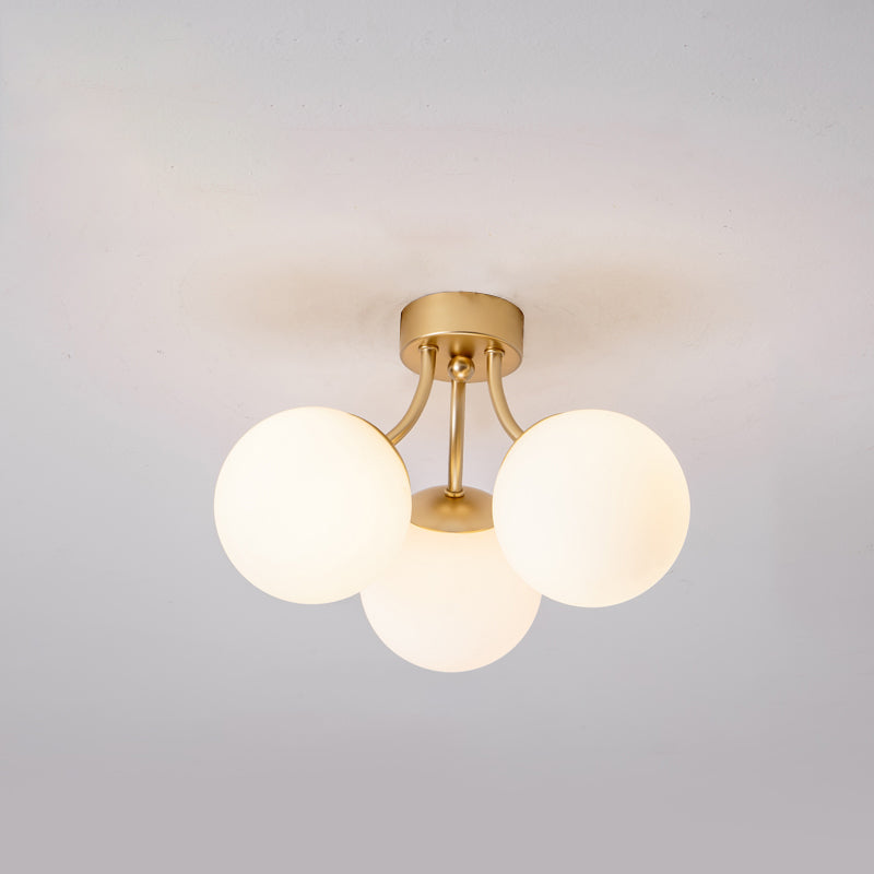 Nordic Modern Minimalist Glass Flush Mount Lamp with Glass Shade for Living Room