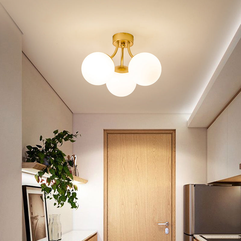 Nordic Modern Minimalist Glass Flush Mount Lamp with Glass Shade for Living Room