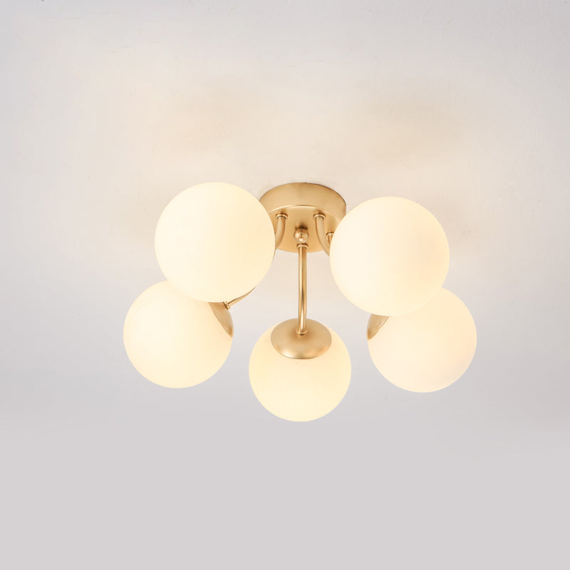 Nordic Modern Minimalist Glass Flush Mount Lamp with Glass Shade for Living Room