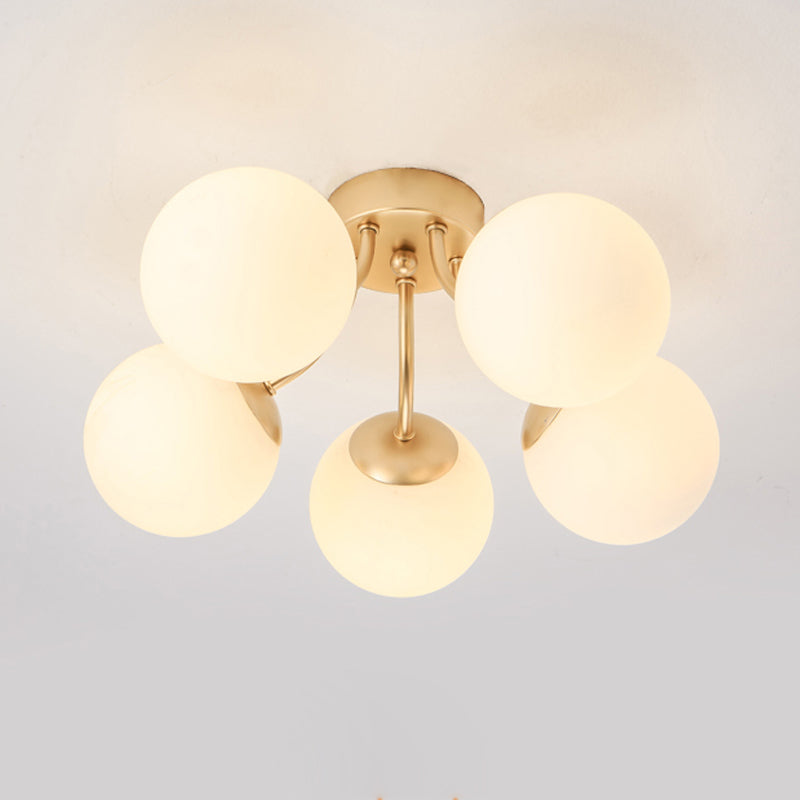 Nordic Modern Minimalist Glass Flush Mount Lamp with Glass Shade for Living Room